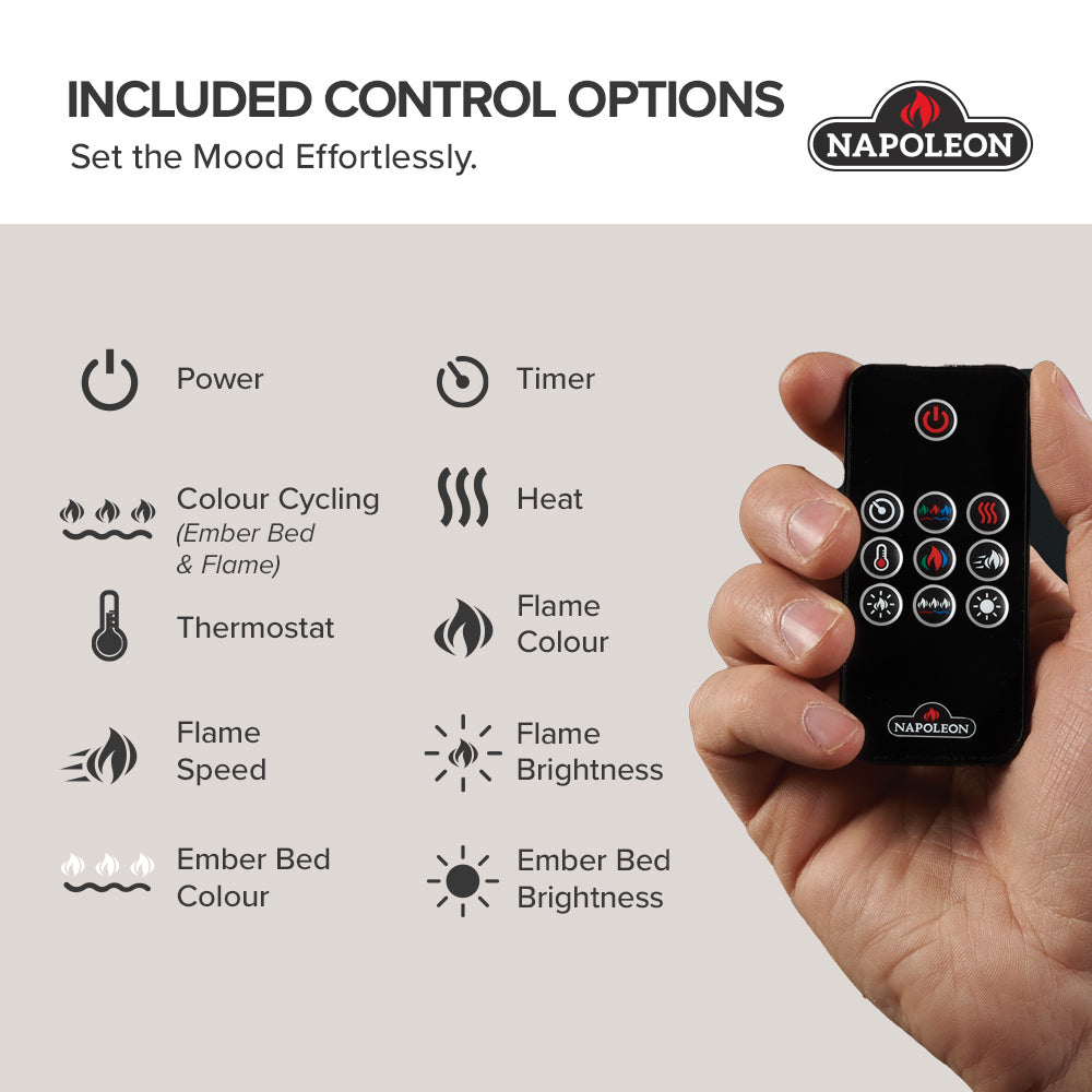 Napoleon Entice™ Electric Fireplace – Wall Mounted or Recessed Luxury