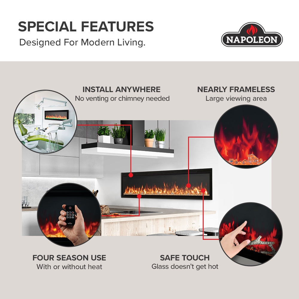 Napoleon Entice™ Electric Fireplace – Wall Mounted or Recessed Luxury