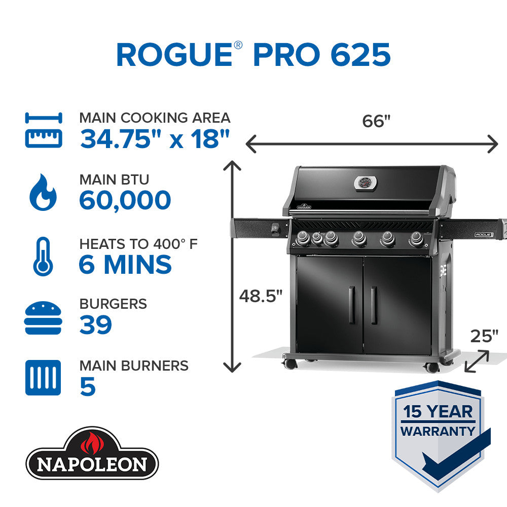 Napoleon Rogue® PRO 625 SIB Black Gas Grill